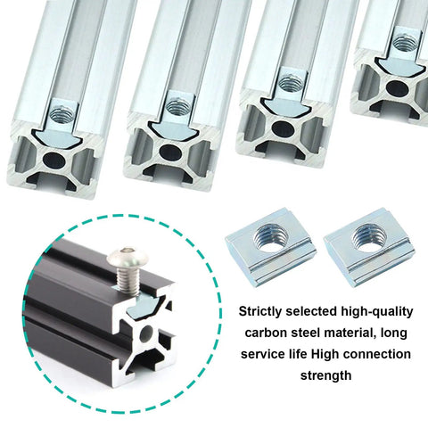 100 Pack Sliding T Nuts For 2020 Series Aluminum Extrusion M5 Thread Hammer Head T Nuts in 6mm T Slot, Zinc Alloy
