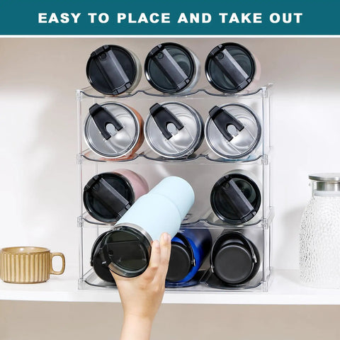 4 Tier Stackable Water Bottle Organizer Rack Fits Large Wide Mouth Bottles And Tall Tumblers Holds 12 Items No Fuss