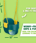 Deluxe High Back Bucket Toddler Swing With Pinch Free Design And Safe Chain, Triangle Guard, Green Outdoor Playset Accessory