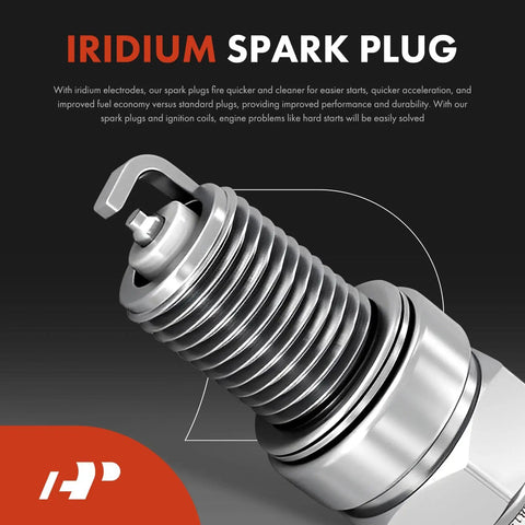 Close-up of iridium spark plug part of Ignition Coil Pack And Iridium Spark Plugs For Toyota Camry RAV4 Sienna 2.5L 2.7L L4 Four Pack Replacement 90919A2002 Plug And Play Ready Install Reliable Start Smooth Idle And Boosted Fuel Economy