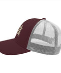Side view of Like A Dad But Cooler Uncle Club EST 2026 Adjustable Baseball Trucker Hat with mesh back and curved brim