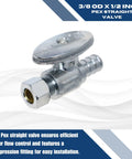 10 Pack 3/8 OD Compression to 1/2 PEX Straight Valve With Metal Handle For Potable Water And Hydronic Heating Compatible With Watts Everhot Viega Zurn Nibco Bow And More, close-up view