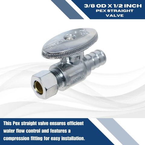 10 Pack 3/8 OD Compression to 1/2 PEX Straight Valve With Metal Handle For Potable Water And Hydronic Heating Compatible With Watts Everhot Viega Zurn Nibco Bow And More, close-up view