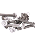 Top Quality M6 Hex Flange Screws 304 Stainless Steel Bolts For Tough Jobs Includes 10 Pcs with visible threaded heads and washers.