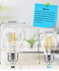 Comparison of A19 and A15 LED bulbs with measurements, featuring 12 Pack Dimmable A15 LED Bulbs 60W Incandescent Equivalent, 6W Actual, 5000K.