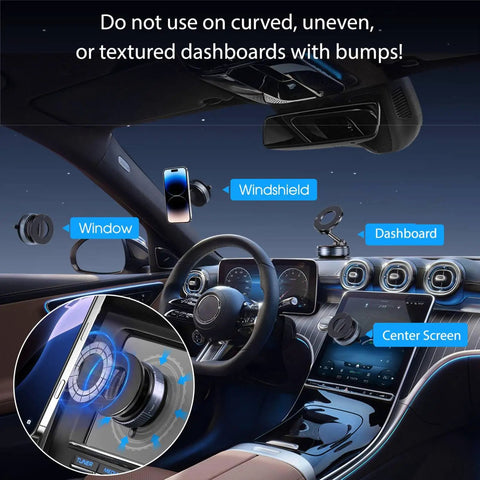 Vacuum Magnetic Car Phone Holder For MagSafe Hands Free 360 Degree Rotatable Mount With Solid Suction on car windshield