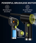 Image showing Electric Cordless Air Duster Handheld With Stepless Speed, 41000 RPM Motor, features powerful brushless motor.