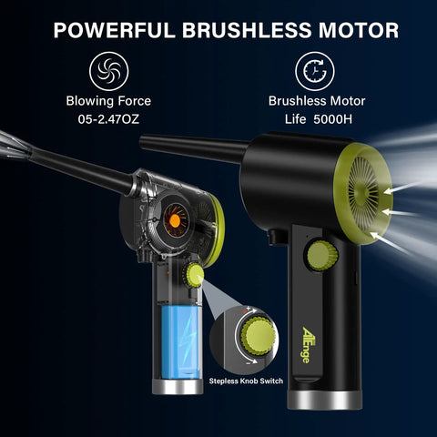 Image showing Electric Cordless Air Duster Handheld With Stepless Speed, 41000 RPM Motor, features powerful brushless motor.