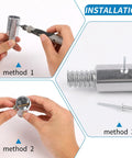 Installation steps for Three Quarters Inch Threaded Tip Replacement Kit For Wood Or Metal Poles With screws and adapter