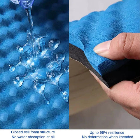 Top Shelf Knockout Sound Dampening Self Adhesive Acoustic Foam Rolls For Recording Studios Home Theaters Gaming Pods And Creative Spaces Purple High Density showing water resistance and hand on foam texture.