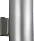 Contemporary Outdoor LED Wall Sconce in Painted Brushed Nickel Finish with Cylindrical Design, 14.25 Inch Tall