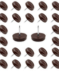 60 Pcs Nylon Furniture Sliders Set For Table And Chair Legs Nail On Round Floor Protectors 17.5mm Base Diameter 5mm Thick Brown