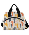 Desert Cacti Insulated Lunch Cooler Bag 10L Leakproof Portable Lunch Box with black handles and cacti design.