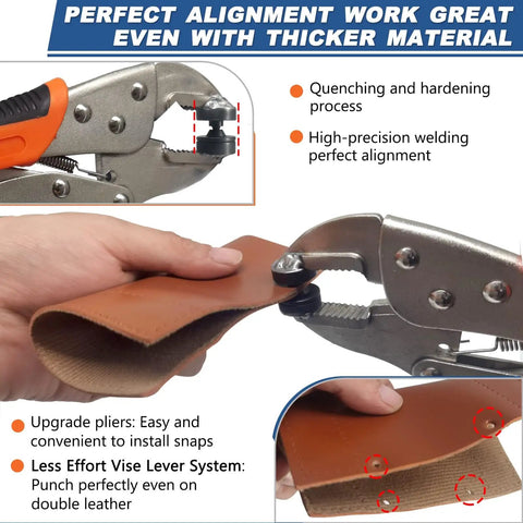 Heavy Duty Snap Fasteners Kit Built Tough With Magnetic Die Holder And Adjustable Pliers installing snaps on leather