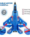 Top view of F22 Fighter RC Plane Ready To Fly With Gyro Stabilization For Beginners Kids Remote Control Airplane highlighting dual motors