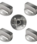 Heavy Duty Metal Gas Stove Knob Replacement Set 5 Pcs 8mm Shaft with Burner Dial for Most Gas Ranges and Ovens displayed in a circle