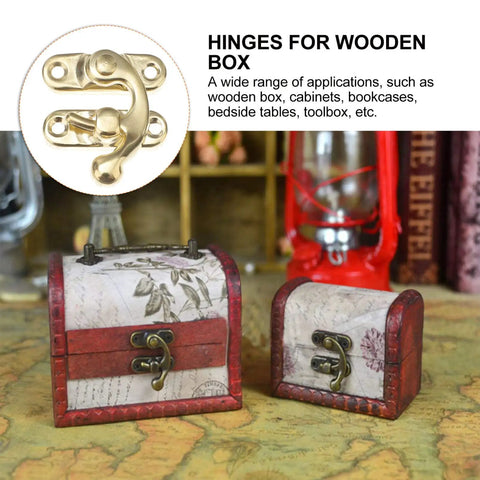 Gold Retro Mini Metal Hasp Decor DIY Kit For Wood Boxes And Suitcases, latch on decorative wood boxes