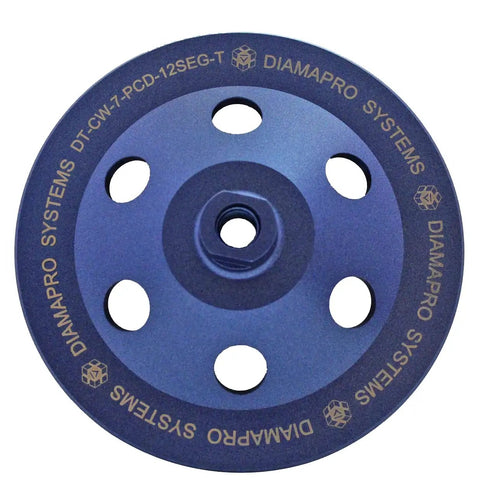 Beast Mode 7 Inch 12 Segment Quarter Round PCD Concrete Grinding Cup Wheel With Threaded Shank, top view