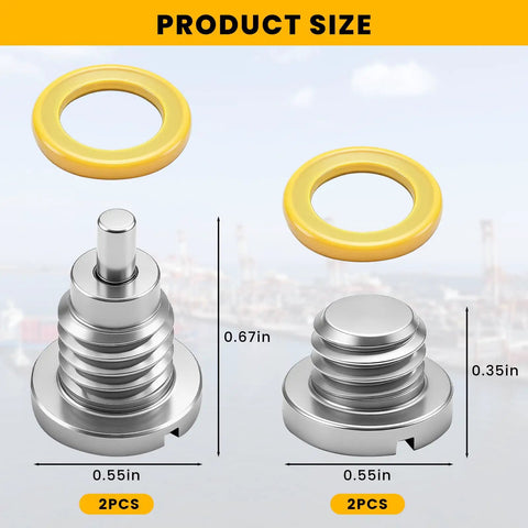 4 Pack Lower Unit Oil Drain Plugs For Outboard Gear Case With Three Eighths Inch By Sixteen Threads Magnetic And Non Magnetic Screws
