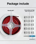 15 Pack 2 Pin 10mm LED Strip Connectors With 32.8ft Wire, Solderless Screw Terminal Blocks, screwdriver included, top view