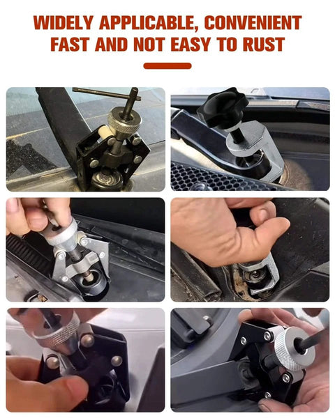 Universal Windshield Wiper Arm Removal Tool Kit with Stainless Steel Wiper Puller for Safe No Hassle Damage Free Arm Removal on Cars Trucks SUVs in use.