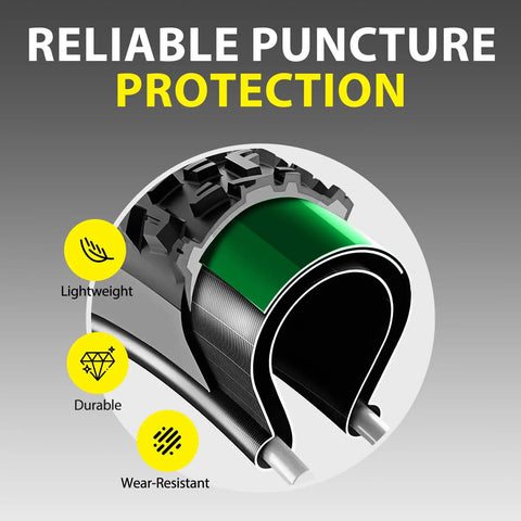 Cross-section of Fat Tire Liners 2 Pack TPU Tube Protection with lightweight, durable, wear-resistant features highlighted.