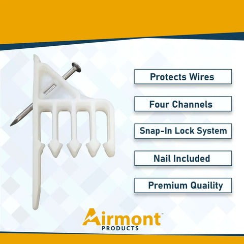 Airmont White Cable Stackers 50 Pack Multiple Cable Separator Wire Organizer holds 4 cables each with snap-in lock system.
