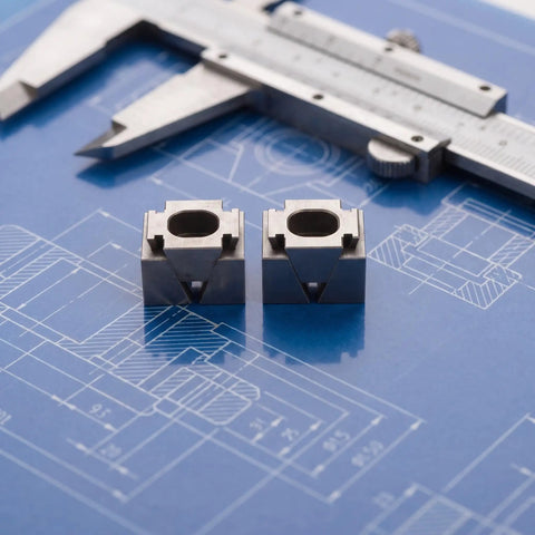 Premium CNC Machining Center Side Clamp With Precision Wedge Stop Block For Milling Operations ensuring accurate positioning on blueprints.
