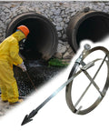 Heavy Duty Drain Auger Snake To Kick Out Persistent Clogs From Outdoor Sewers And Wide Pipes Solid Steel Pipe Rooter used in sewer.