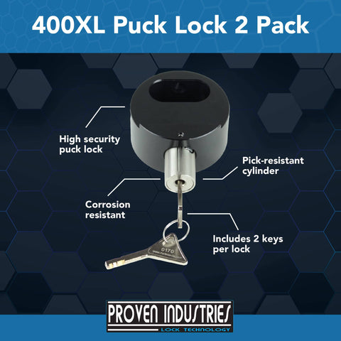 Puck Lock Set 2-Pack With Hidden Shackle For Trailer Security, Keyed Alike, 6061 Aluminum, Bolt Cutter Resistant