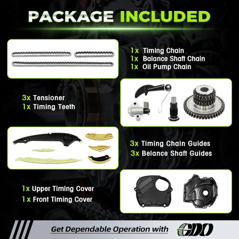 Audi Timing Chain Kit With EA888 Valve Cover Gasket For 2.0T Engines Fits 2008-2017 Q5 A4 A5 A6 package contents