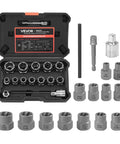 16-Piece Bolt Extractor Kit with Adapters and Pin Punch for Removing Beat-Up Rusted Stripped Rounded Bolts Nuts and Screws