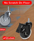 Three Inch Rubber Caster Wheels With Brakes, Heavy Duty Swivel Castors Set Of 4 For Furniture On Hardwood Floors
