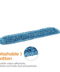 Top Shelf Loop End Cotton Dust Mop Head 48 Inches Wide For Rapid Hard Surface Cleaning In Blue features durable cotton that collects dust.