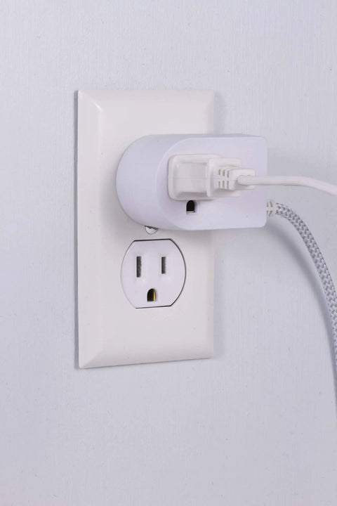Braided Extension Cord With On Off Switch, 6 Ft Power Cable With 3 Prong Plug, Slip Resistant Base, Wall Mounted, White And Gray 41095