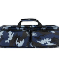 17 Inch Fishing Tackle Carrier Bag With Two Front Pockets Travel Large Capacity Rod Case in blue camouflage design