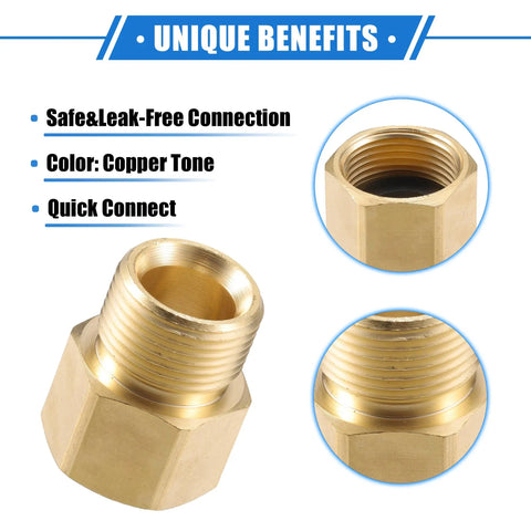 Universal Pressure Washer Connector M22x1.5 Female Adapter Brass Screw Hose Connector Quick Connect, copper tone
