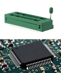 Four Pack 40 Pin 2.54mm ZIF IC Socket For Microcontrollers with Locking Adapter and Circuit Board Integration