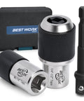Adjustable Tap Socket Set 3/8 Drive, 3 Piece Tap Handle Tool Kit for Tight Spaces with case and sockets