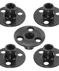 Premium Heavy Duty M10x17mm T Nuts, 5 Pack Black Zinc Plated Carbon Steel Tee Nuts With Round Base displayed from above.