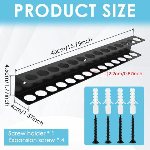 Heavy Duty Screwdriver Organizer Wall Mount With 14 Holes And Metal Plier Holder No Fuss DIY Ready Tool Rack Product Size