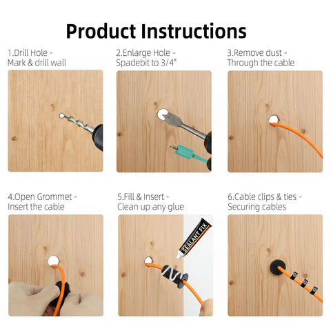 Cable Routing Kit For Wall Pass Through With Three Quarter And Five Sixteenth Inch Drill Bits, Grommets, Wall Clips, Ties, Silicone Sealant, And Multi Compartment Toolbox For Gen 2 To 3 Dish Ethernet Or Network Cable Setup installation instructions.