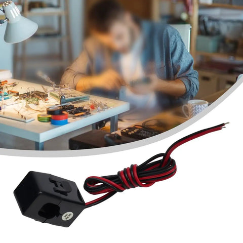 Rock Solid Split Core Current Transformer Clamp Sensor For Ev Chargers And Grid Panels 50 To 200 Amps showcasing black finish and low resistance leads.