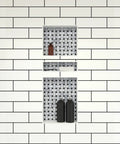 Triple Recessed Shower Shelf In Black With Three Built In Shelves, 16 Inch By 40 Inch By 4 Inch Niche, Tile Ready Surface, Reversible Install