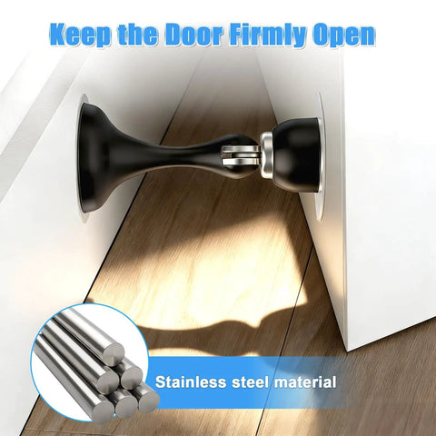 Magnetic Door Stop 2 Pack Heavy Duty Stainless Steel No Drill Installation With Ultra Strong Magnet And Soft Catch Spring Buffer