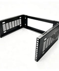 Heavy Duty Wall Mount Network Rack With 19 Inch Width And 14 Inch Depth, Rock Solid Cold Rolled Steel Server Vault, open angle view.