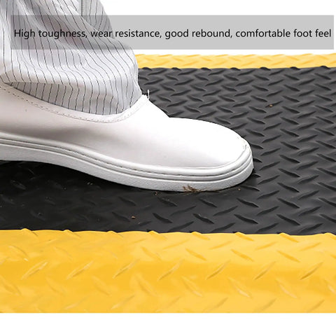 Straight Up Anti Fatigue Floor Mats Heavy Duty Standing Pads For Garage Workshop Kitchen Thick Cushion To Kick Away Leg Pain After Long Shifts With Bright Yellow Border And Rock Solid Non Slip Grip