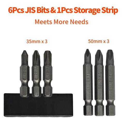 JIS Screwdriver Bit Set With Magnetic Tips 35mm And 50mm One Quarter Inch Hex Shank S2 Alloy Steel Pro Grade For Japanese Cars Motorcycles Bicycles And Other Gear Maintenance