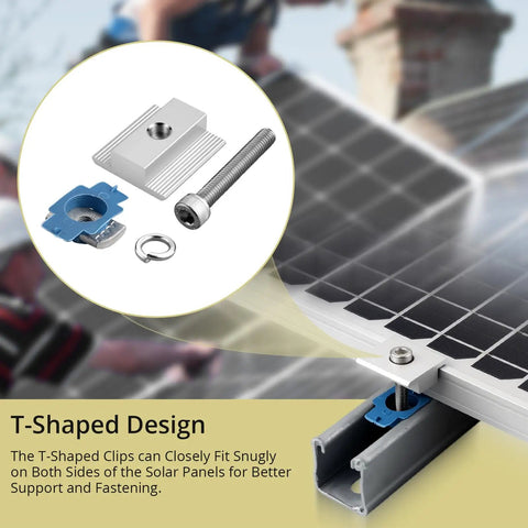 4 Piece Solar Panel Mid Clamps For Standard Unistrut 30mm 35mm Silver Easy Install With Pre Drilled Holes And Included Nuts And Screws