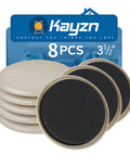 Heavy Duty Round Furniture Sliders 8 Pack, 3.5 Inch Reusable Moving Sliders For Carpet, Premium Plastic And EVA Foam